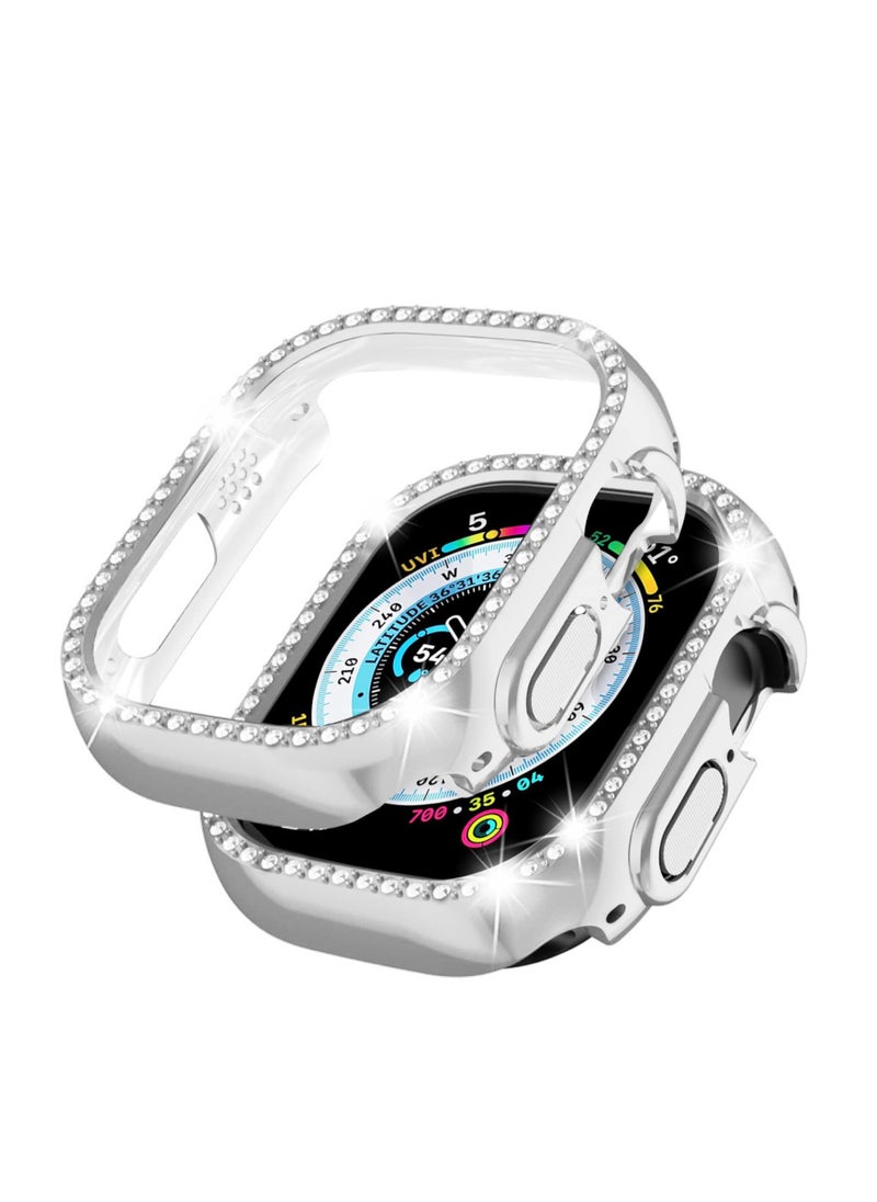 Generic - Compatible with Apple Watch Ultra 2 49mm Bling Case for Women, Hard PC Frame Bumper without Screen Protector, Crystal Diamonds Shell Ultra Slim Protective Cover for iWatch Ultra 49mm-Silver - Image 1