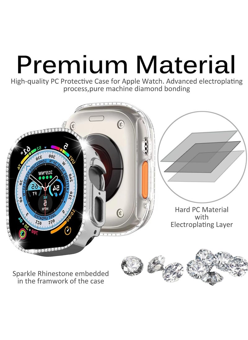 Generic - Compatible with Apple Watch Ultra 2 49mm Bling Case for Women, Hard PC Frame Bumper without Screen Protector, Crystal Diamonds Shell Ultra Slim Protective Cover for iWatch Ultra 49mm-Silver - Image 1