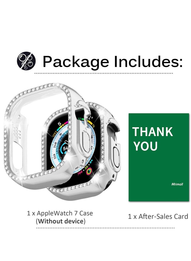 Generic - Compatible with Apple Watch Ultra 2 49mm Bling Case for Women, Hard PC Frame Bumper without Screen Protector, Crystal Diamonds Shell Ultra Slim Protective Cover for iWatch Ultra 49mm-Silver - Image 1