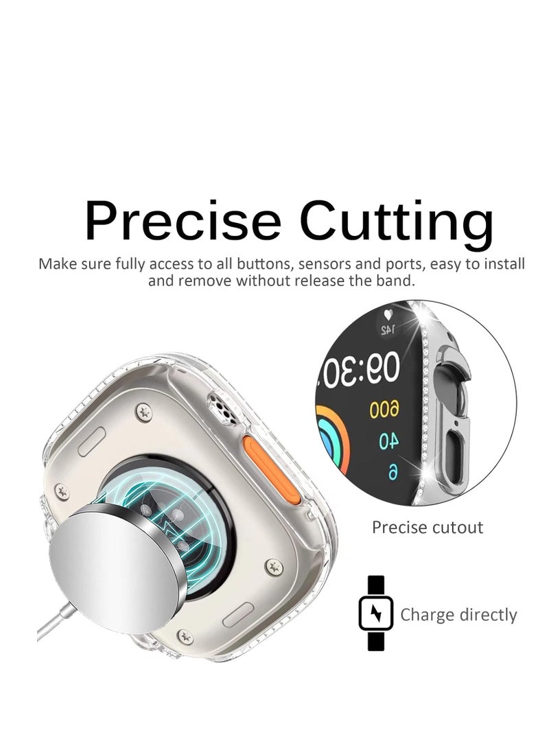 Generic - Compatible with Apple Watch Ultra 2 49mm Bling Case for Women, Hard PC Frame Bumper without Screen Protector, Crystal Diamonds Shell Ultra Slim Protective Cover for iWatch Ultra 49mm-Silver - Image 1