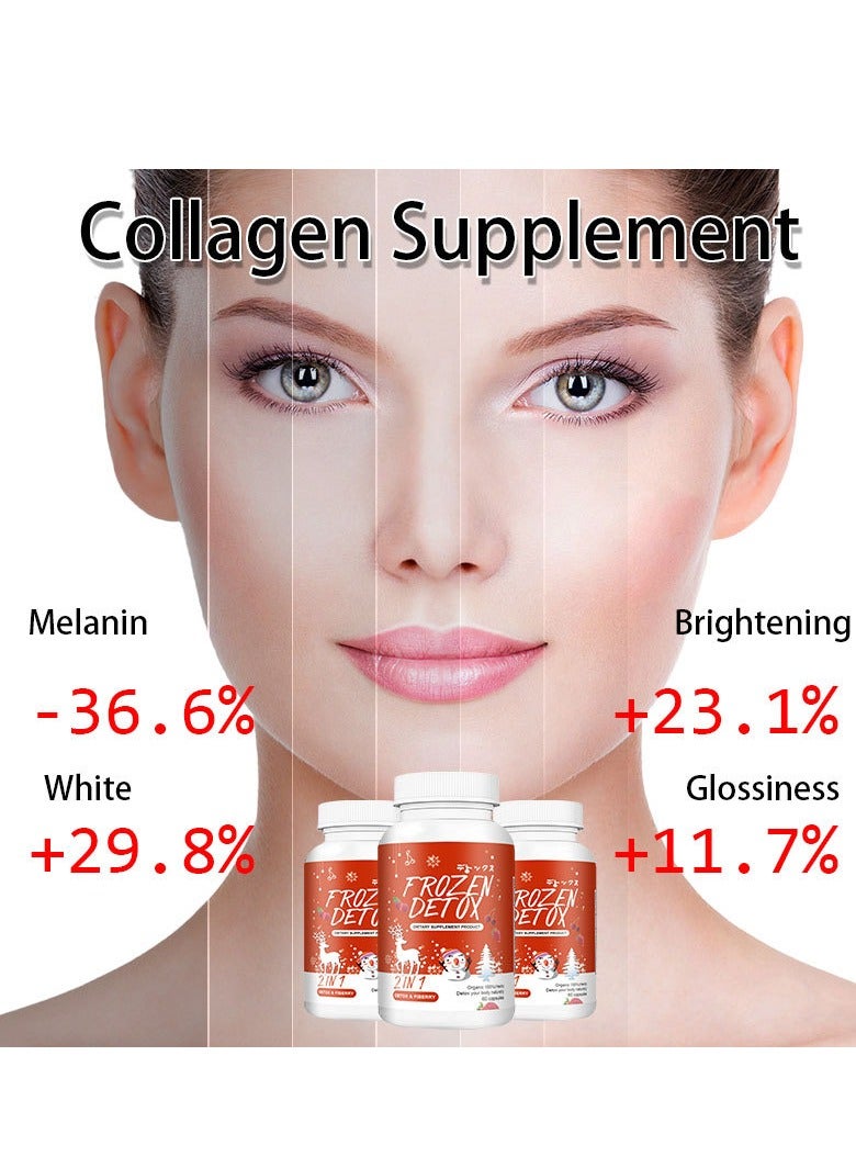 frozen detox 2-in-1 detox and fiberry whitening slim collagen ,whitening lighten spots,dietary supplement 60 capsules - Image 3