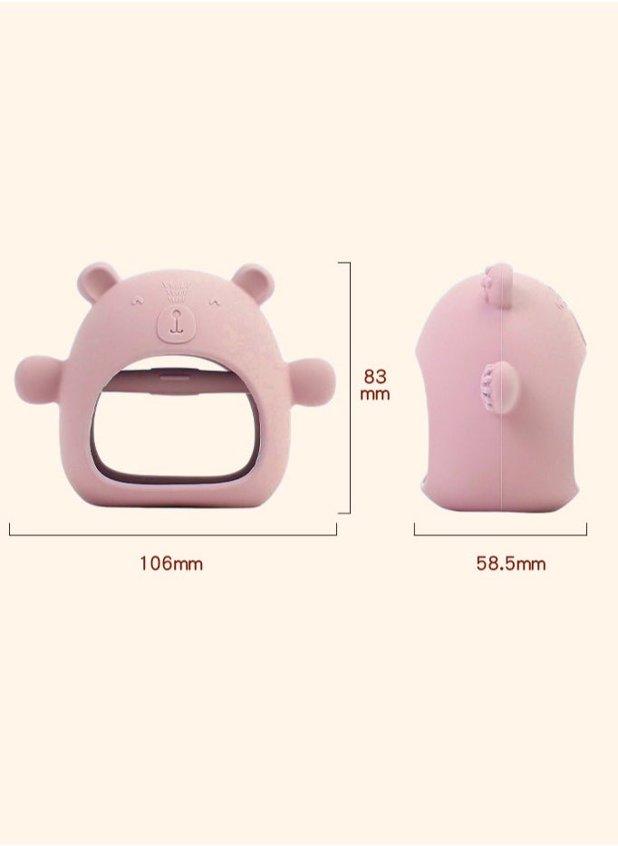 Beauenty - Baby Little Bear Silicone Baby Mitten Teething Chew Toy for Babies 3-6 Months 6-12 Months, Anti-Drop Teether Glove BPA-Free for Girls and Boys Sucking Biting Needs Soothing Gums Pain Relief - Image 1