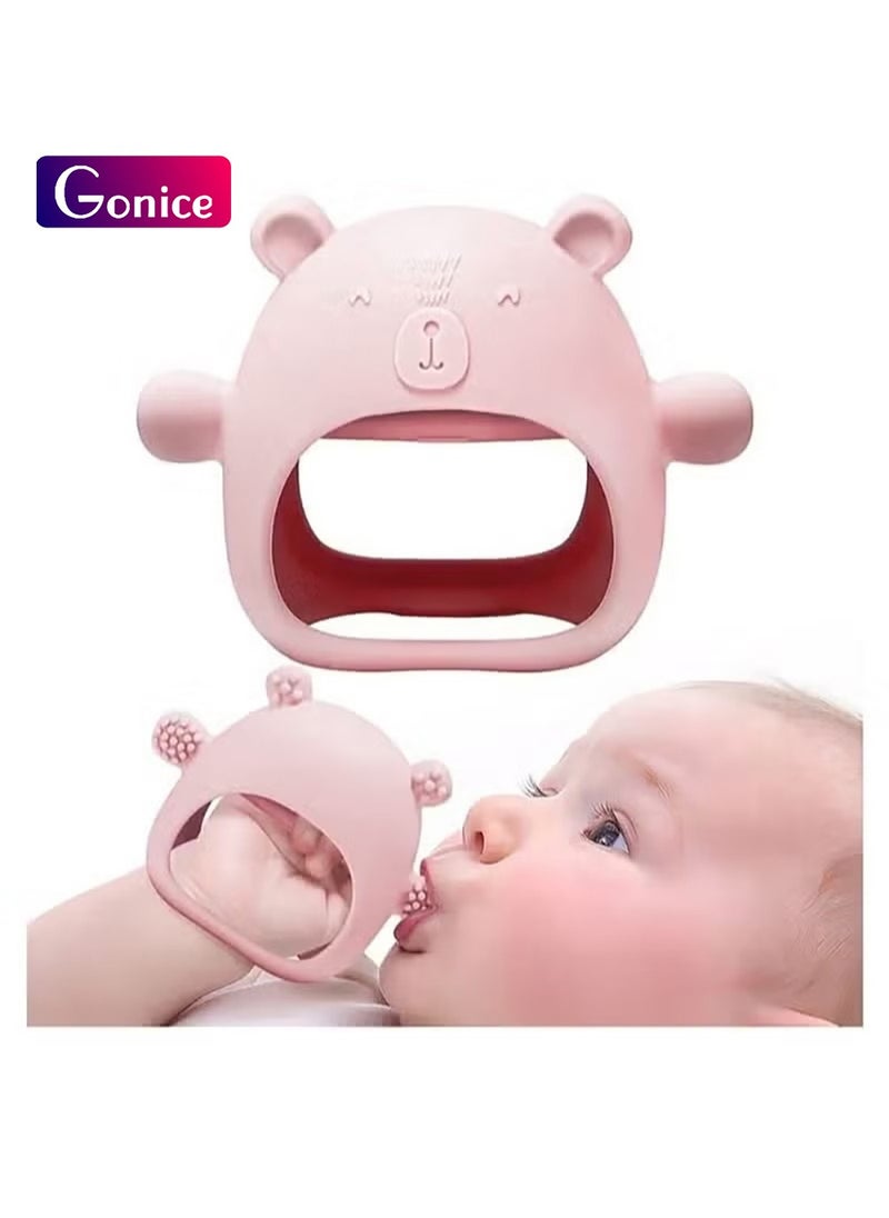 Beauenty - Baby Little Bear Silicone Baby Mitten Teething Chew Toy for Babies 3-6 Months 6-12 Months, Anti-Drop Teether Glove BPA-Free for Girls and Boys Sucking Biting Needs Soothing Gums Pain Relief - Image 1