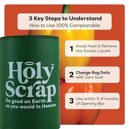 HOLY SCRAP! أكياس قمامة قابلة للتحلل متوسطة الحجم - 6-8 جالون، 50 عبوة | خالية من الروائح، بلاستيكية، وقابلة للتحلل لأكياس القمامة والمطبخ والحمام | أكياس سميكة للنفايات الخضراء والطعام - Image 4