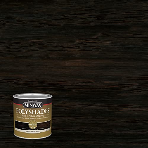 Minwax PolyShades Wood Stain + Polyurethane Finish – ½ Pint, Classic Black, Satin - Image 2