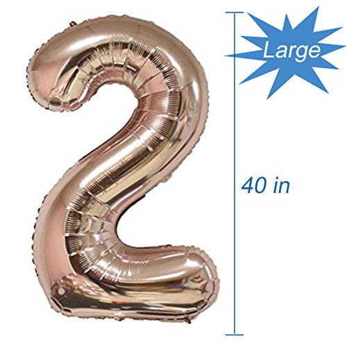 Tellpet Rose Gold Number 2 Balloon, 40 Inch - Image 3