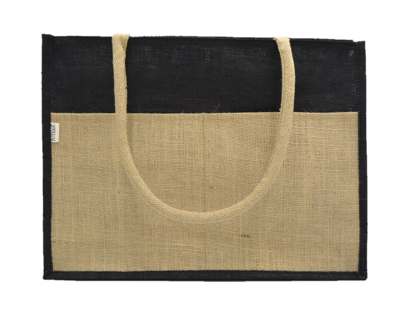 JUTEKA Multicolor spacious Jute Bag with Zipper Closure, Full Size Front Pocket and Large Handles… - Image 2