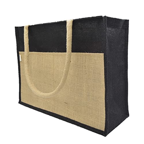 JUTEKA Multicolor spacious Jute Bag with Zipper Closure, Full Size Front Pocket and Large Handles… - Image 1