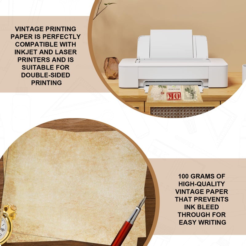 Joyberg 70PCS Vintage Paper 8.5 x 11 in Parchment paper for Writing Letter writing Paper, Decorative Printer Paper for Invitation, Letter, Resume, Award, Diploma, Art, Craft, Certificate Antique - Image 4