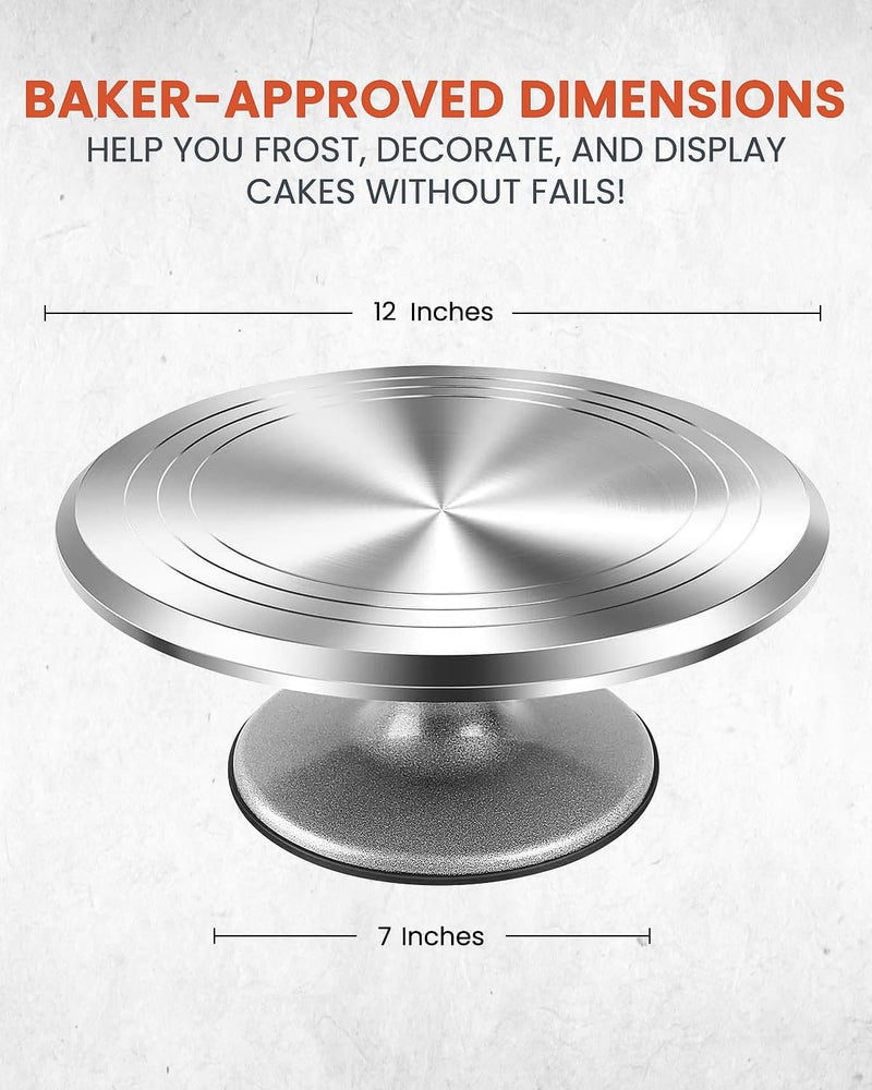 RFAQK 12 Inch Aluminum Alloy Revolving Cake Stand, Cake Turntable for Decorating Rotating Cake Stand for Cupcakes, Pastries and Cake Decorations - Image 2