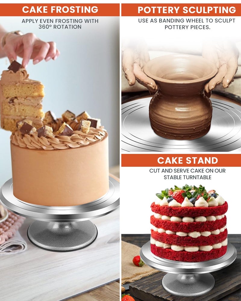 RFAQK 12 Inch Aluminum Alloy Revolving Cake Stand, Cake Turntable for Decorating Rotating Cake Stand for Cupcakes, Pastries and Cake Decorations - Image 5
