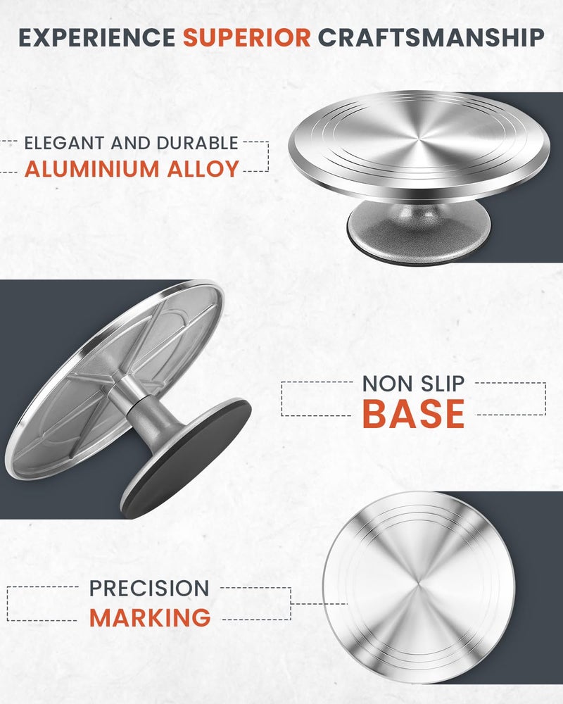 RFAQK 12 Inch Aluminum Alloy Revolving Cake Stand, Cake Turntable for Decorating Rotating Cake Stand for Cupcakes, Pastries and Cake Decorations - Image 3
