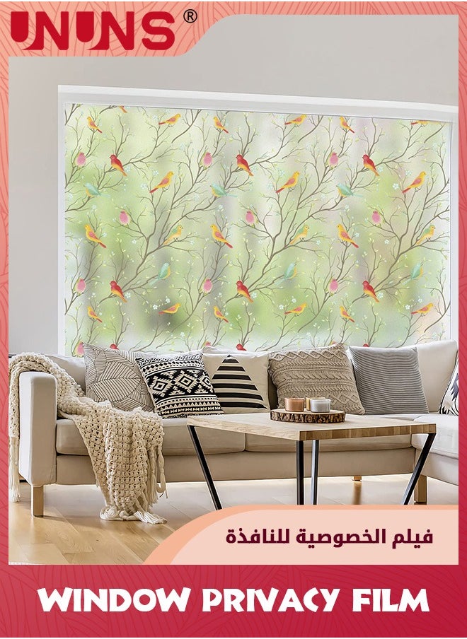 UNUNS Window Films,45x200cm Stained Glass Window Film Privacy,Sun Blocking Anti UV Window Clings,3D Birds Decorative Window Stickers,Vinyl Static Cling Window Stickers For Bathroom Kitchen Office  - Image 3