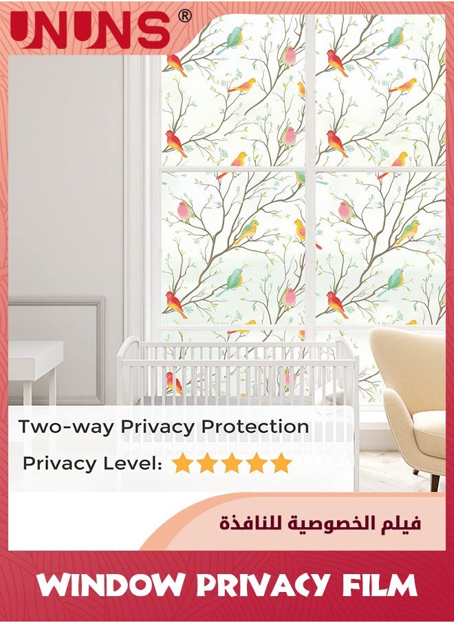 UNUNS Window Films,45x200cm Stained Glass Window Film Privacy,Sun Blocking Anti UV Window Clings,3D Birds Decorative Window Stickers,Vinyl Static Cling Window Stickers For Bathroom Kitchen Office  - Image 4