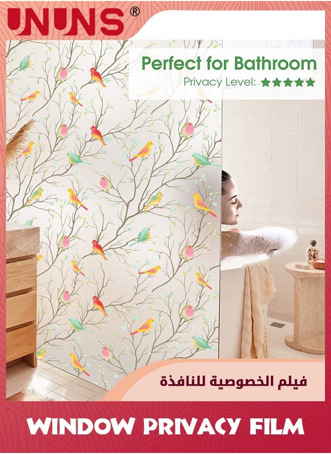 UNUNS Window Films,45x200cm Stained Glass Window Film Privacy,Sun Blocking Anti UV Window Clings,3D Birds Decorative Window Stickers,Vinyl Static Cling Window Stickers For Bathroom Kitchen Office  - Image 5