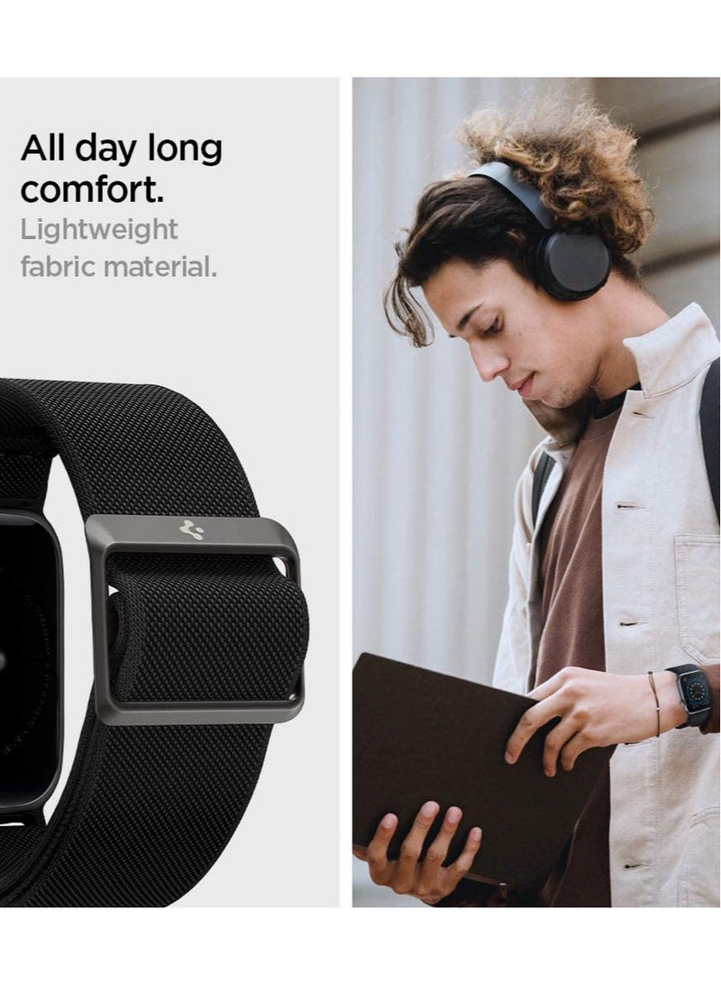 Spigen سوار لايت فيت لساعة أبل ألترا 49 ملم، السلسلة 8 /7 45 ملم، السلسلة 6/SE2/SE/5/4 44 ملم والسلسلة 3/2/1 /42 ملم حلقة نايلون منفردة - أسود - Image 5