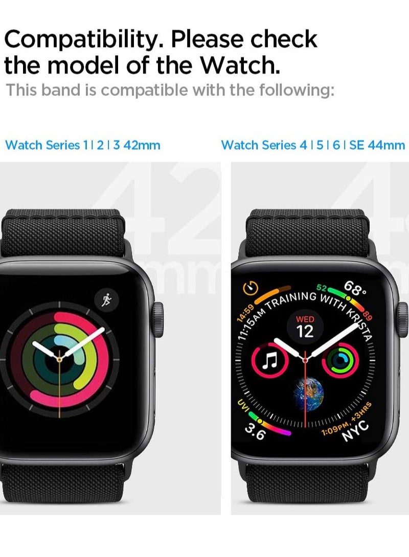 Spigen سوار لايت فيت لساعة أبل ألترا 49 ملم، السلسلة 8 /7 45 ملم، السلسلة 6/SE2/SE/5/4 44 ملم والسلسلة 3/2/1 /42 ملم حلقة نايلون منفردة - أسود - Image 4
