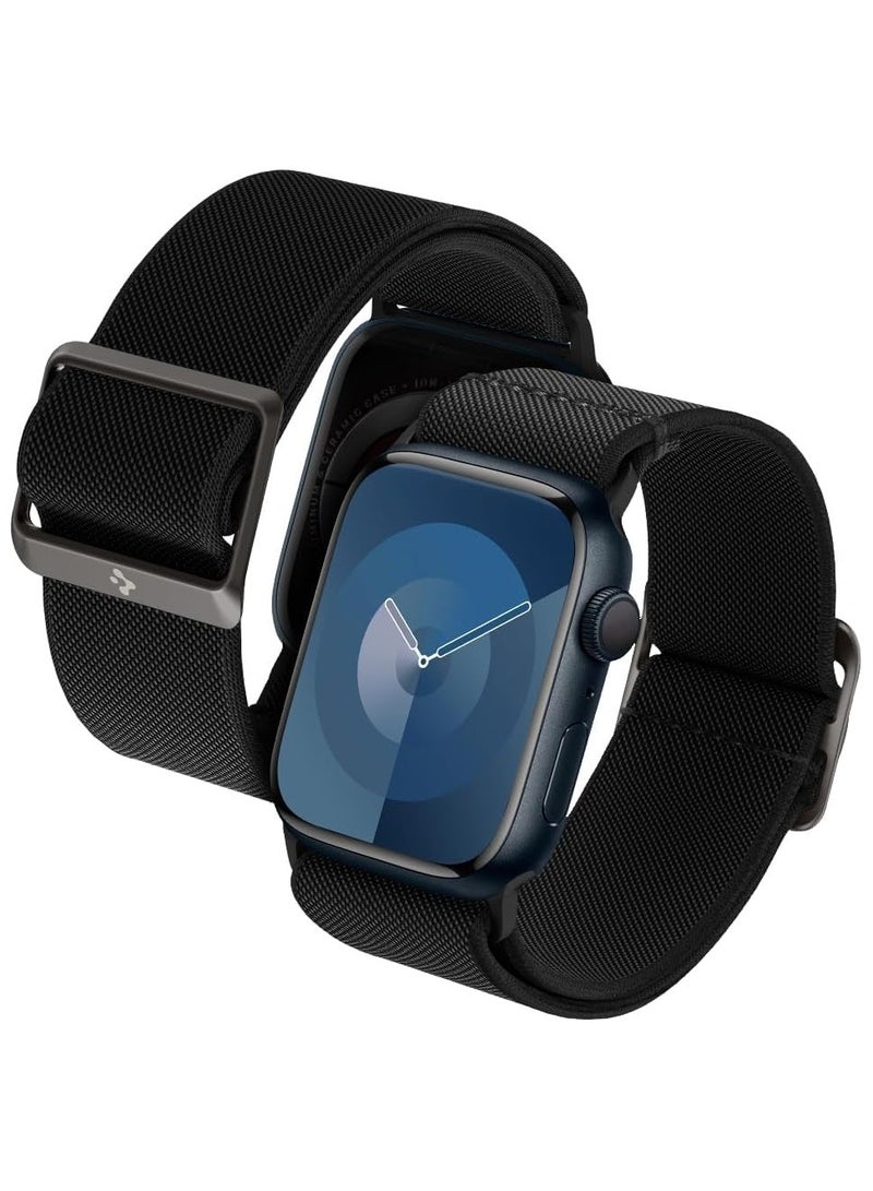 Spigen سوار لايت فيت لساعة أبل ألترا 49 ملم، السلسلة 8 /7 45 ملم، السلسلة 6/SE2/SE/5/4 44 ملم والسلسلة 3/2/1 /42 ملم حلقة نايلون منفردة - أسود - Image 1