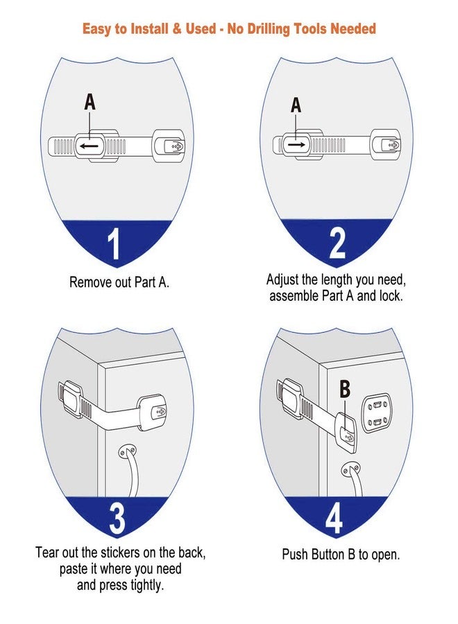 INOVERA (LABEL) Baby Safety Adjustable Cabinet Drawer Locks Straps, White (Pack of 10, Made in India) - Image 4