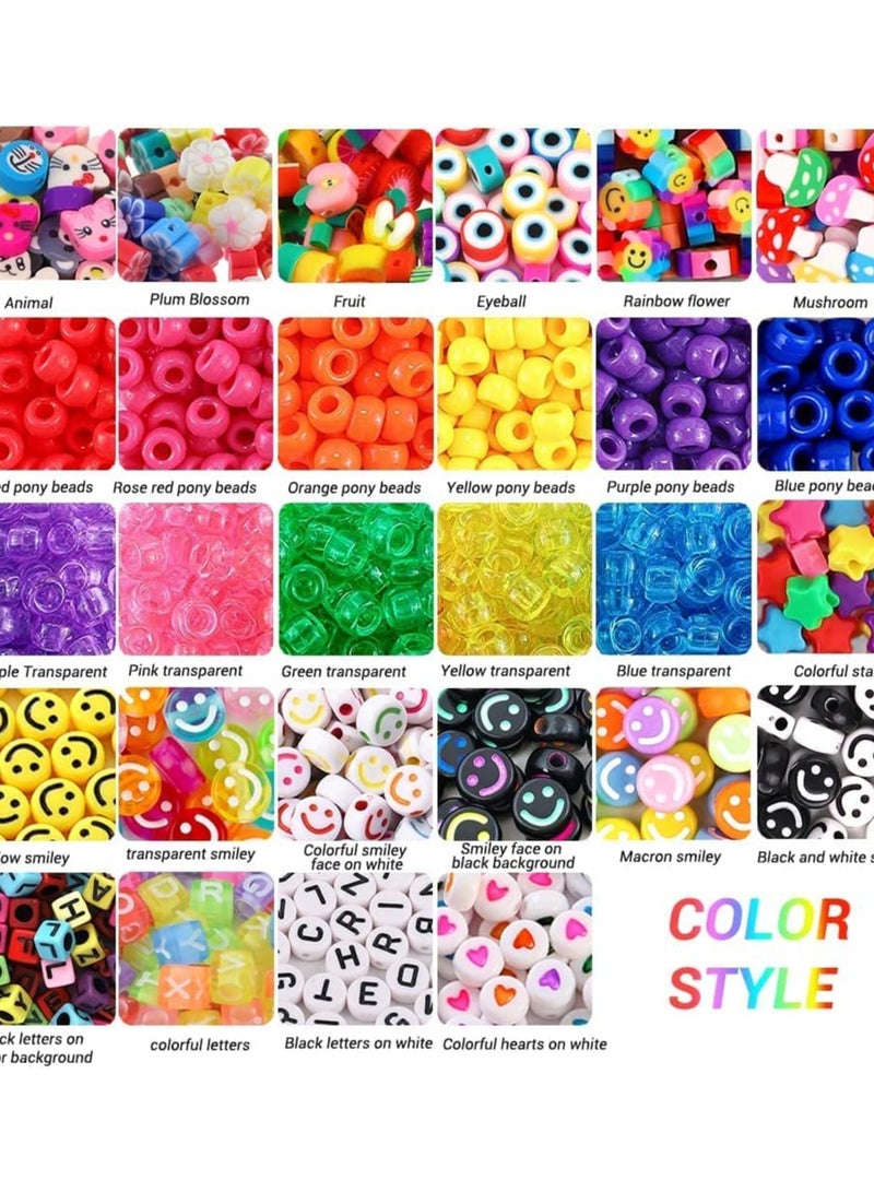 SYOSI Bracelet Making Kit Pony Beads fruite Flower Polymer Clay Beads Smile Face Beads Letter Beads for Jewelry Making DIY Arts Earring and Crafts Gifts for Girls Age 6 7 8 9 1012 - Image 1