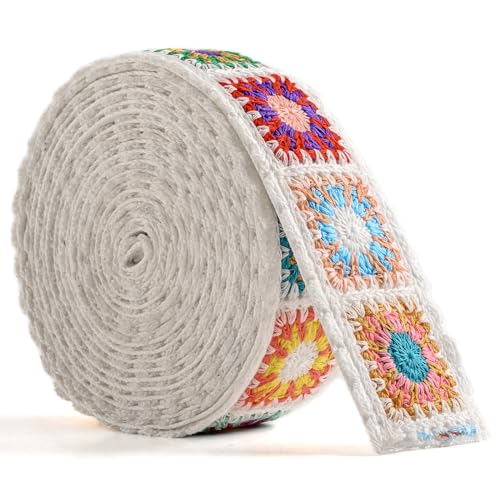 Shein Cotton Webbing 2 Inch Heavy Webbing Strap for Bags Arts and Crafts High Density Webbing Handmade Crochet Flower Pattern - Image 1