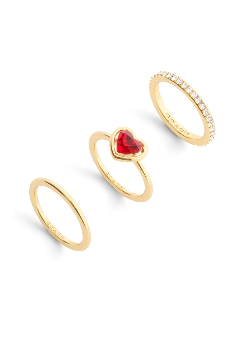 COACH Halo Heart Stackable Ring Set
