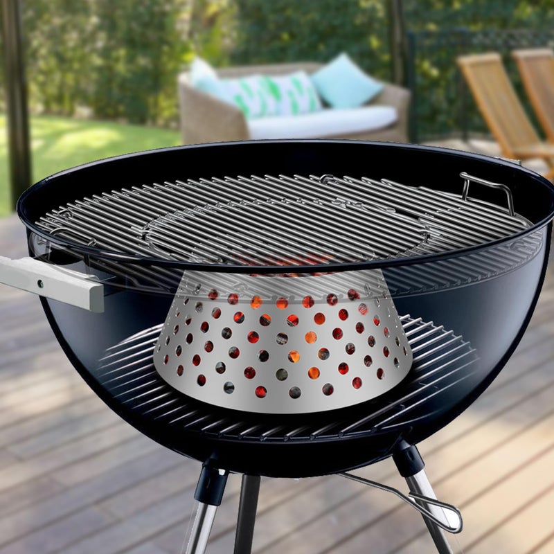Skyflame BBQ Stainless Steel Charcoal Basket, Briquet Holder Kettle Grill Accessories Compatible with Weber Kettle 22 26.75 WSM XL Big Green Egg/Kamado - Updated Hollow Holes Design - Image 5