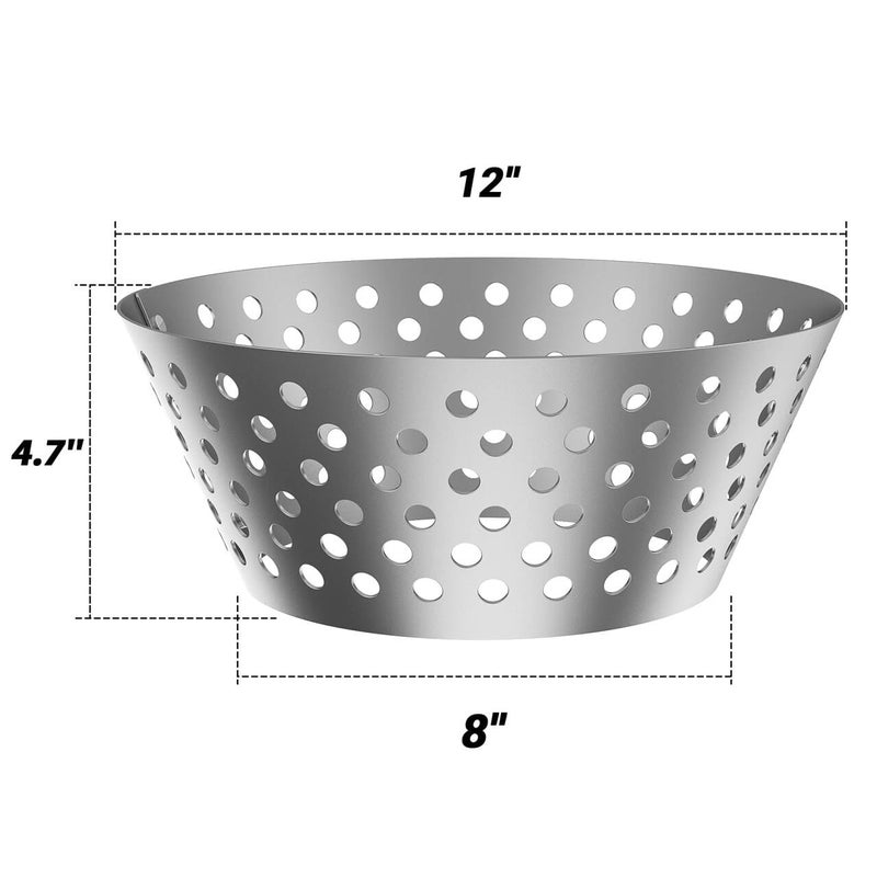 Skyflame BBQ Stainless Steel Charcoal Basket, Briquet Holder Kettle Grill Accessories Compatible with Weber Kettle 22 26.75 WSM XL Big Green Egg/Kamado - Updated Hollow Holes Design - Image 2
