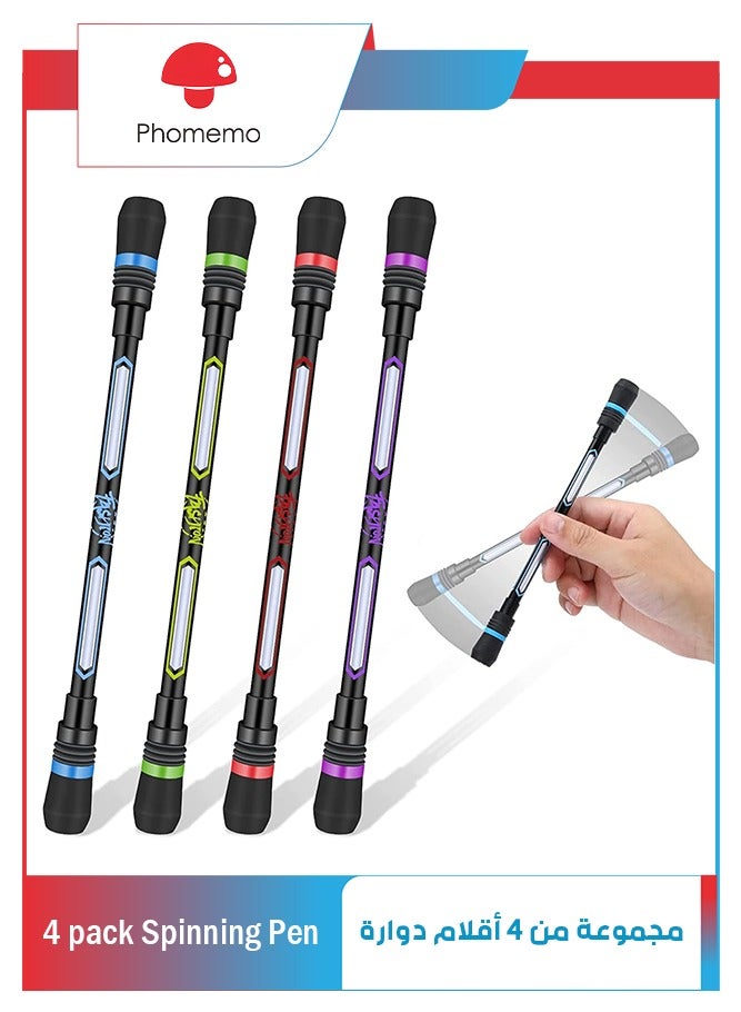 phomemo Spinning Pen, 4Pcs Spinning Rotating Pen, Rolling Finger Rotating Pen, Fidget Pens, Anti Slip Coating Spinning Rotating Pen, Decompression Gel pens, for Kids Adults  - Image 1