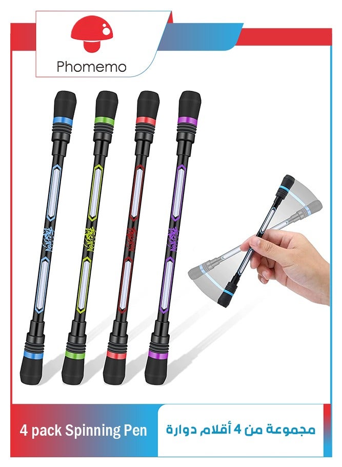 phomemo Spinning Pen, 4Pcs Spinning Rotating Pen, Rolling Finger Rotating Pen, Fidget Pens, Anti Slip Coating Spinning Rotating Pen, Decompression Gel pens, for Kids Adults  - Image 1
