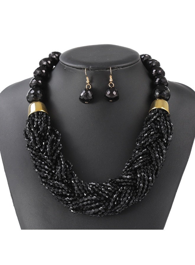 NIBEMINENT Bohemian Style Woven Three-Piece Necklace Set
