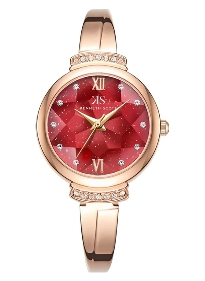 KENNETH SCOTT Kenneth Scott K22522-RBKR Women's Analog Display Watch & Alloy Strap Rose Gold