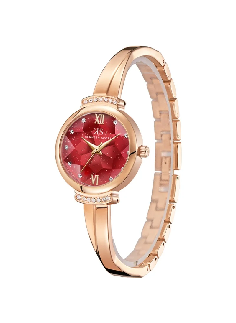 KENNETH SCOTT Kenneth Scott K22522-RBKR Women's Analog Display Watch & Alloy Strap Rose Gold