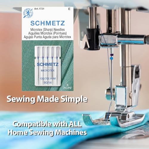 Schmetz إبر ماكينة الخياطة ميكروتيكس شارب من شميتز - لوازم الحياكة والتطريز، الحجم 90/14، علبة من 100 - Image 2