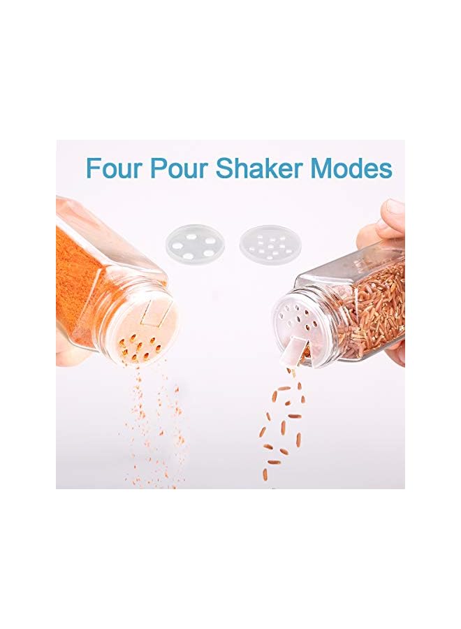 erorex 24 Glass Spice Jars with w/3 Types of Labels-4oz Empty Square Spice Containers,Three Kinds of Shaker Lids and Airtight Metal Caps-White Paint Pen and Silicone Collapsible Funnel Included - Image 2