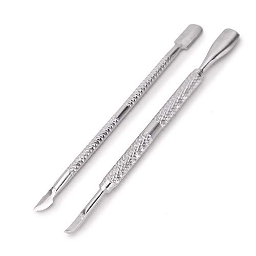Sweetpea SWEET PEA� 2Pcs Set Nail Art Cuticle Spoon Pusher Stainless Steel Remover Trimmer Manicure Set Tool Double Side Push Pedicure. - Image 1