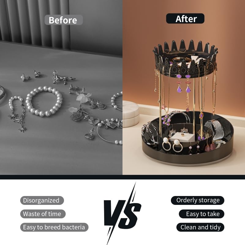 Azelf Rotating Earrings Stand Jewelry Display Organiser With hook For Hanging Studs Necklaces Bracelets Chains Earrings Jewellery - Image 4