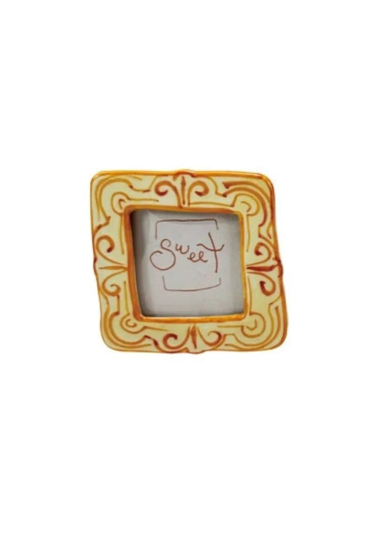The Saffron Souk Hand-Painted Stoneware Mini Photo Frame Magnet - "Sweet"