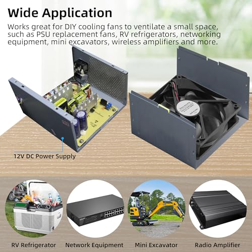 PANO-MOUNTS 12V DC Fan Strong Quiet 120x120x25mm 12cm Small Cooling Fan 2Pin 2Wire 1600RPM High-Performance PC Fans 120mm 2-Pack - Image 5
