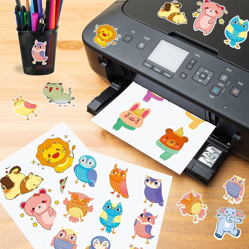 Lzerking Printable Vinyl Sticker Paper, Glossy Waterproof Sticker Paper for Inkjet & Laser Printers, 100 Sheets 8.5x11" White, Compatible with Cricut, Bulk Pack for Small Business & DIY - Image 2