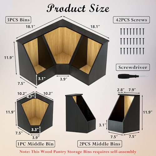 Jolitac Wood Pantry Storage Bins, Potato and Onion Storage Bin for Pantry and Kitchen Counter Multipurpose Organization Containers for Produce, Fruits, Vegetable, Set 3 Pieces - Image 3