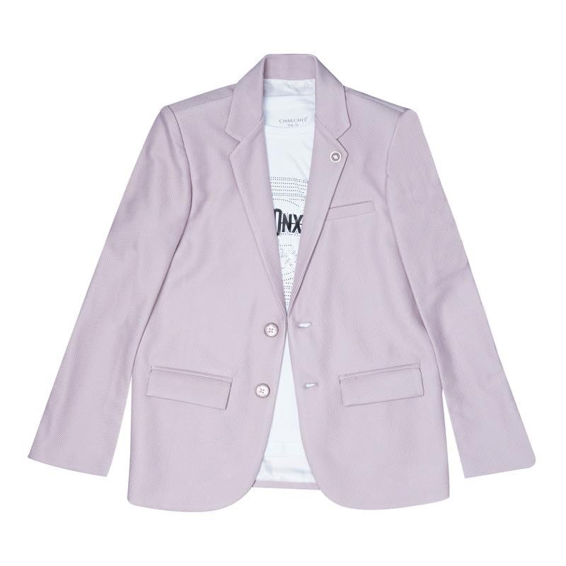 CHARCHIT Boys Cotton Blend Full Sleeves Solid Blazer and T-Shirt - Pink - Image 4