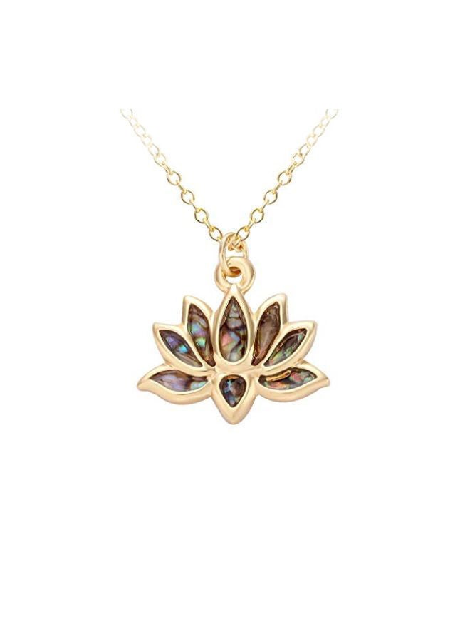 NIBEMINENT Gold Plated Zinc Alloy Copper Abalone Shell Lotus Flower Pendant Necklace  - Image 1