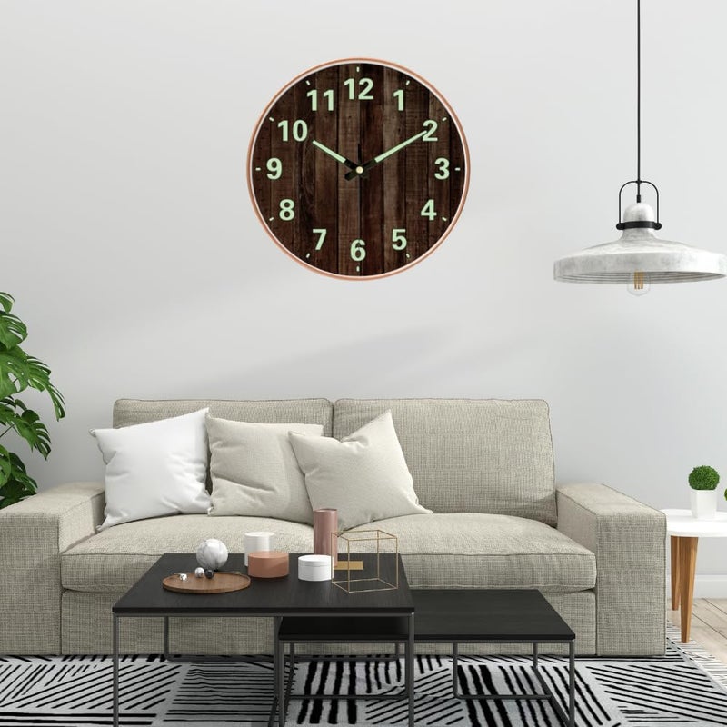 STAR WORK Modern 12 Inch Silent Wall Clock with Glow-in-The-Night Radium, Non-Ticking Mechanism & Big Numbers – Perfect for Living Room, Bedroom, Hall & Home Décor(RADUIM Walnut) - Image 4