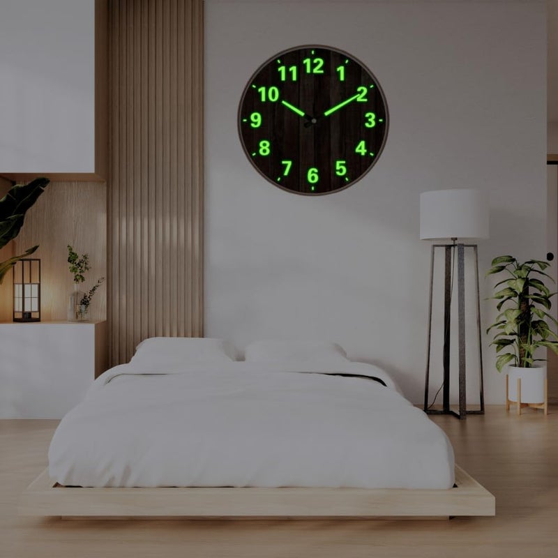 STAR WORK Modern 12 Inch Silent Wall Clock with Glow-in-The-Night Radium, Non-Ticking Mechanism & Big Numbers – Perfect for Living Room, Bedroom, Hall & Home Décor(RADUIM Walnut) - Image 5