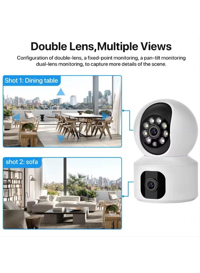 GEEK SPACE WiFi Smart Security Camera Dual Lens 360° Pan Tilt Indoor Camera, AI Human Detection, Color Night Vision, Two-Way Audio, Motion Alerts, App Remote Monitoring, Cloud & SD Card Storage, Home CCTV Camera - Image 3