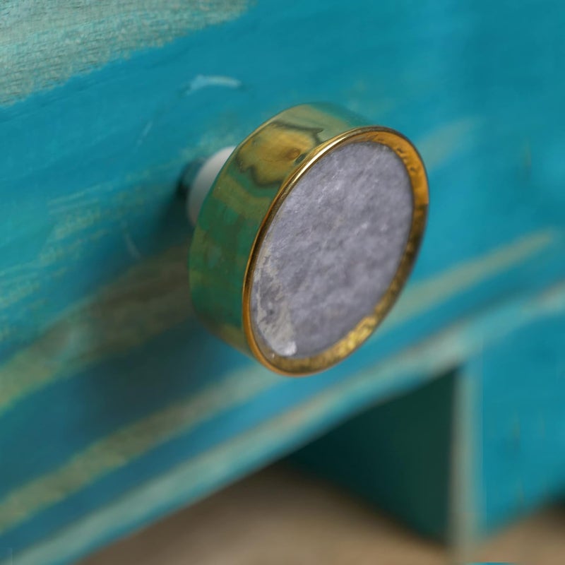 Two Moustaches Marble Drawer Knob with Brass Rim Knobs for Cabinets Dressers and Drawers Decorative Drawer Pulls for Bathroom Fixtures Kitchen Cabinetry Pack of 4 - Image 5
