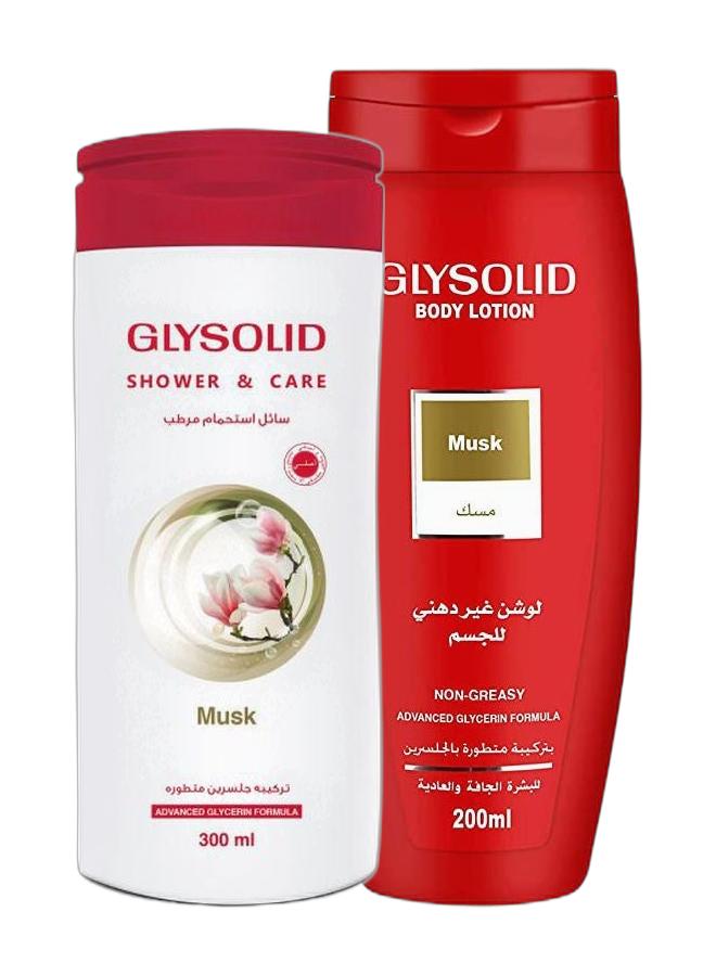 GLYSOLID Shower & Care Musk 300ml + Lotion Musk 200ml - Image 1