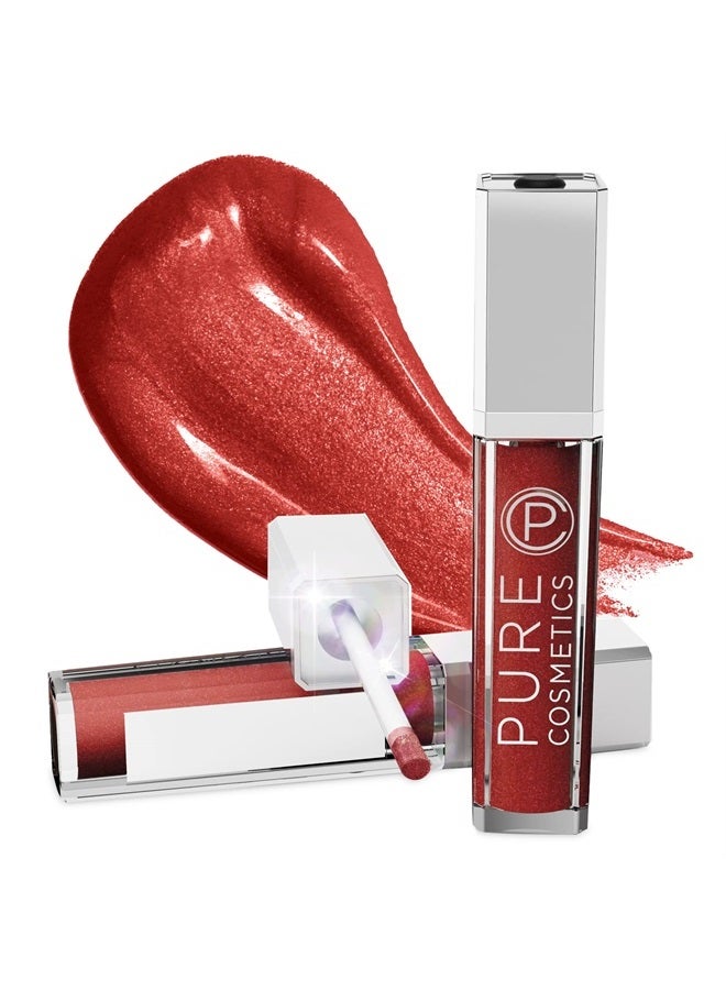 Pure Cosmetics Lip Gloss, Razzmatazz - Hydrating & Ultra-Moisturizing Lip Makeup with Jojoba Oil, Sweet Almond Oil & Vitamin E, LED Applicator with Mirror, Cruelty-Free and Talc-Free - Image 1