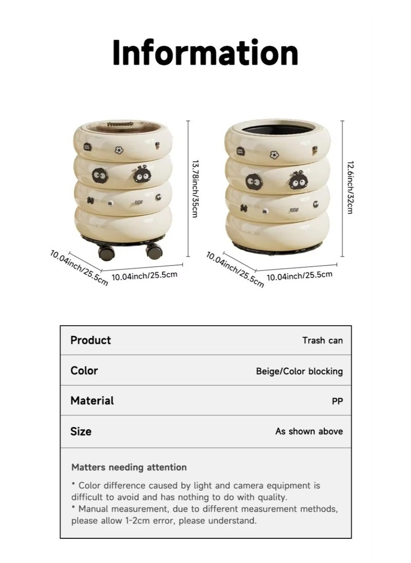 BAIG Cartoon-Style Multi-Layer Trash Bin with Lid – donuts Cute Kitchen Waste Bin for Home & Dining Room  - Image 2